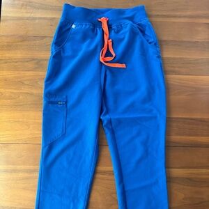 Figs Womens Orange and Blue Scrub Pants 5 Pockets Technical Comfort XS